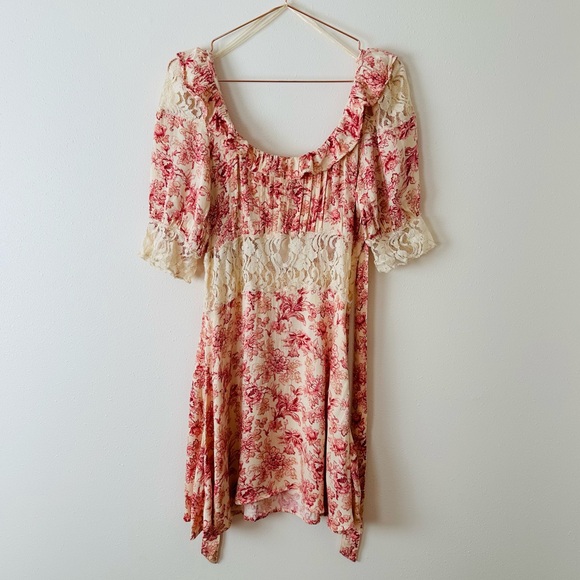 Free People Lucie Mini Dress Floral Boho Lace - Picture 8 of 12